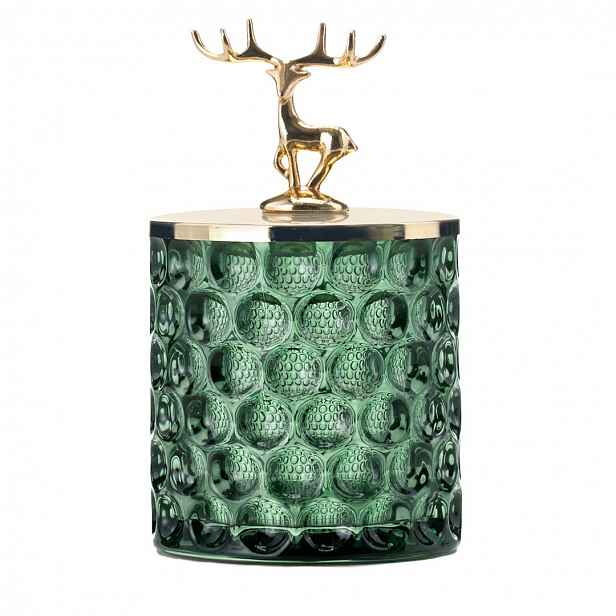 Zelená skleněná šperkovnice DEER, vysoká