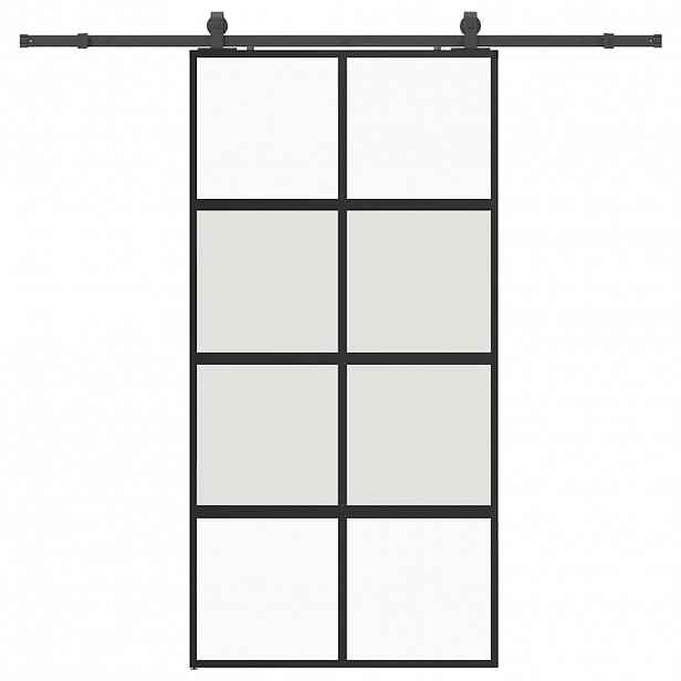 vidaXL Posuvné dveře se sadou kování černé 102,5x205 cm Tvrzené sklo