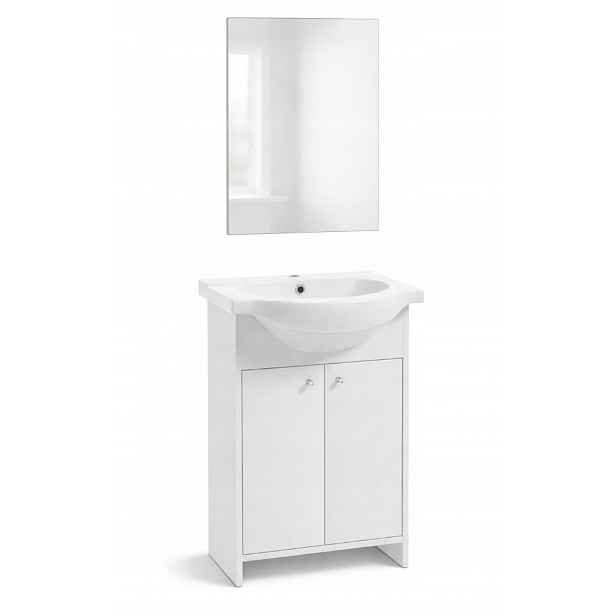 Koupelnová skříňka s umyvadlem 85x65cm stojící bílá Praktická