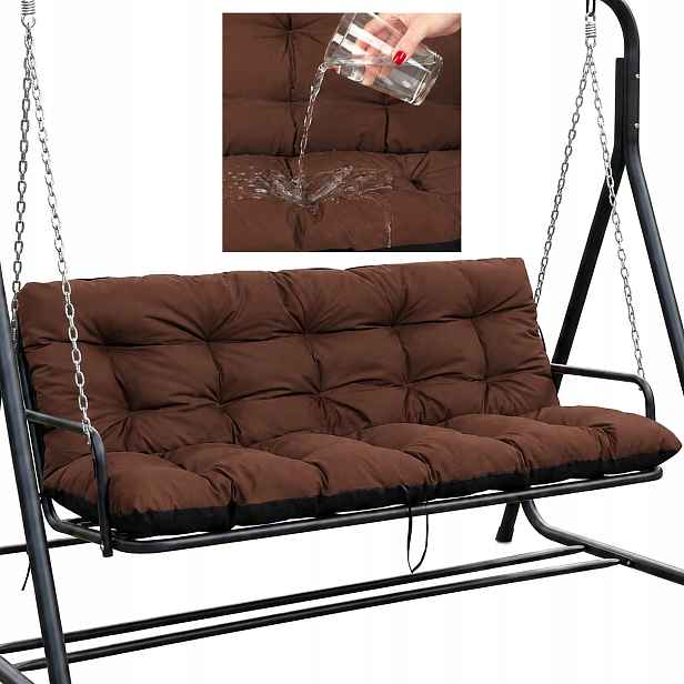 Polštář na zahradní houpačku Vodotěsný 180x60x50 Hnědý
