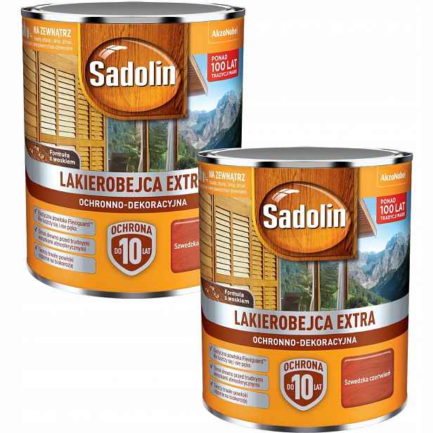 Set Sadolin Extra 2x0,75L Lakobejca Na Dřevo Švédská Červená 1,5L