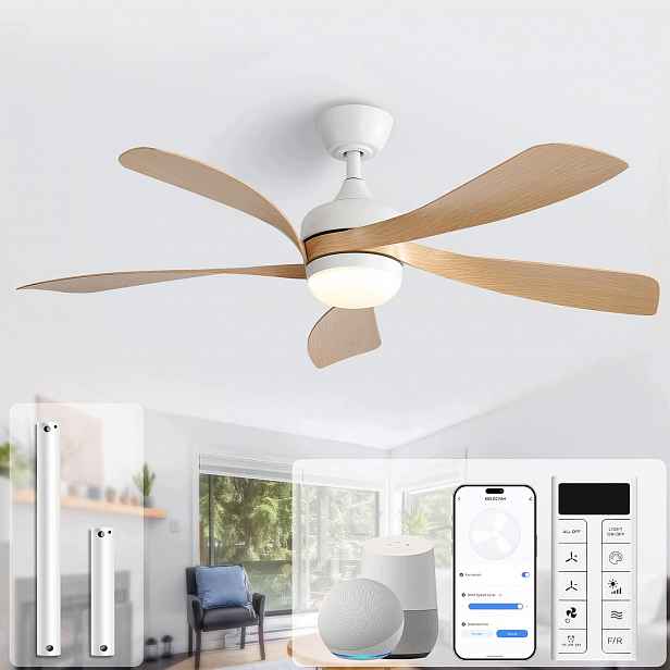 Stropní ventilátor 132 cm Led WiFi Alexa Google 6 rychlostních stupňů Dálkový Ovladač Smart