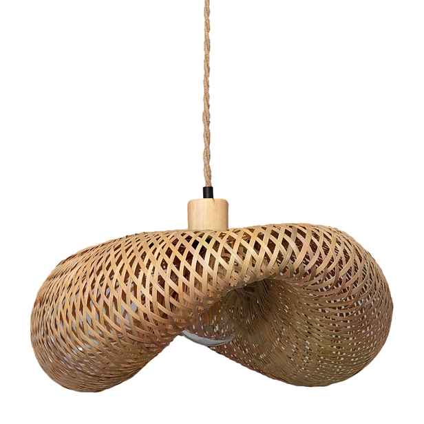 Závěsná bambusová lampa boho klobouk do obývacího pokoje v ložnici nad stolem Abruzzo
