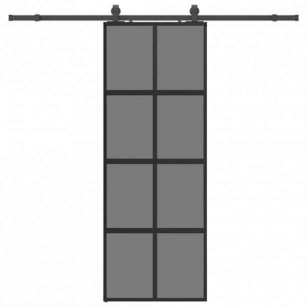 vidaXL Posuvné dveře se sadou kování černé 76x205 cm Tvrzené sklo