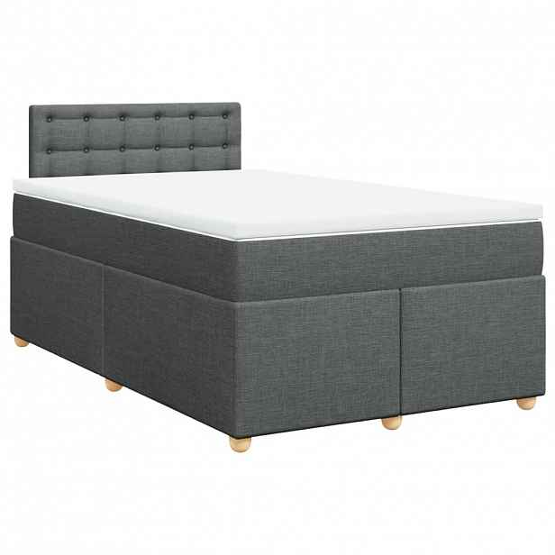 vidaXL Box spring postel s matrací tmavě šedá 120x200 cm textil