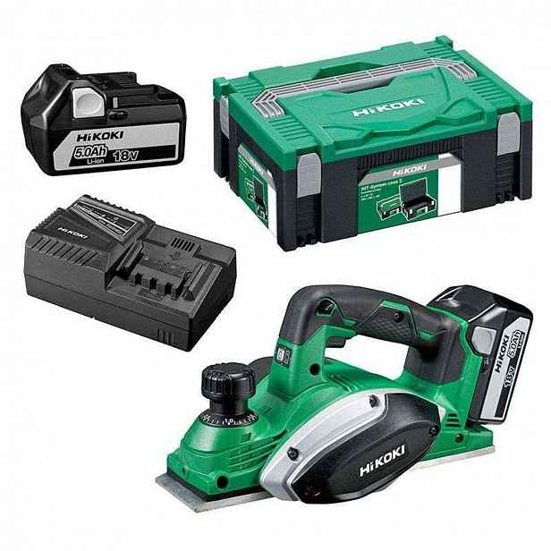 HiKOKI - 18V AKU hoblík 82 mm, 2x aku 5,0 Ah Li-Ion, nabíječka P18DSLWPZ