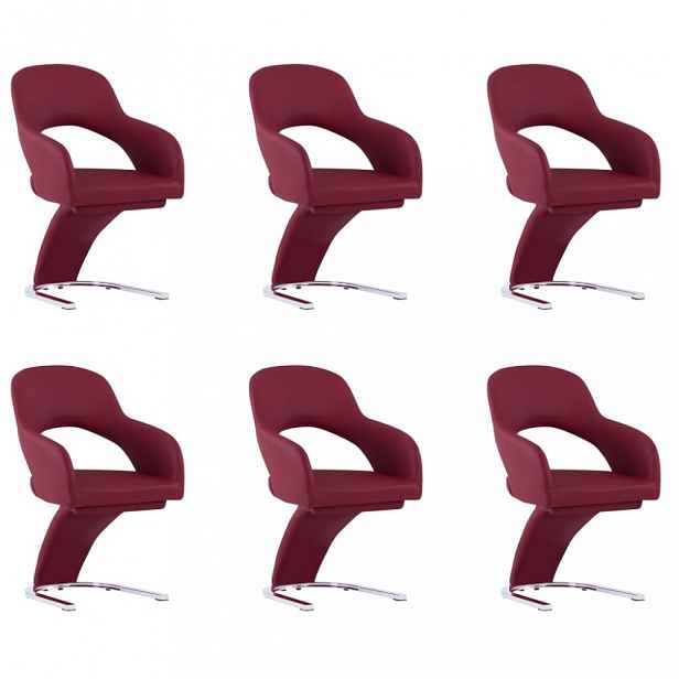 Jídelní židle 6 ks umělá kůže / chrom Vínová