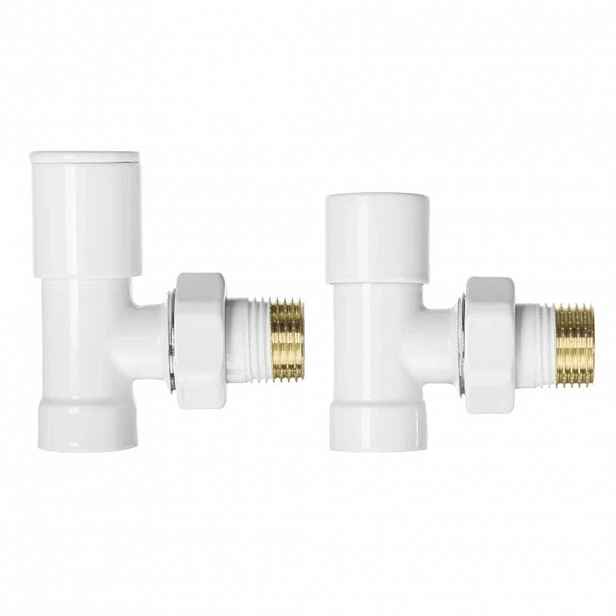 Připojovací sada radiátorových ventilů - ruční - rohová - 1/2"/1/2"- bílá lesklá