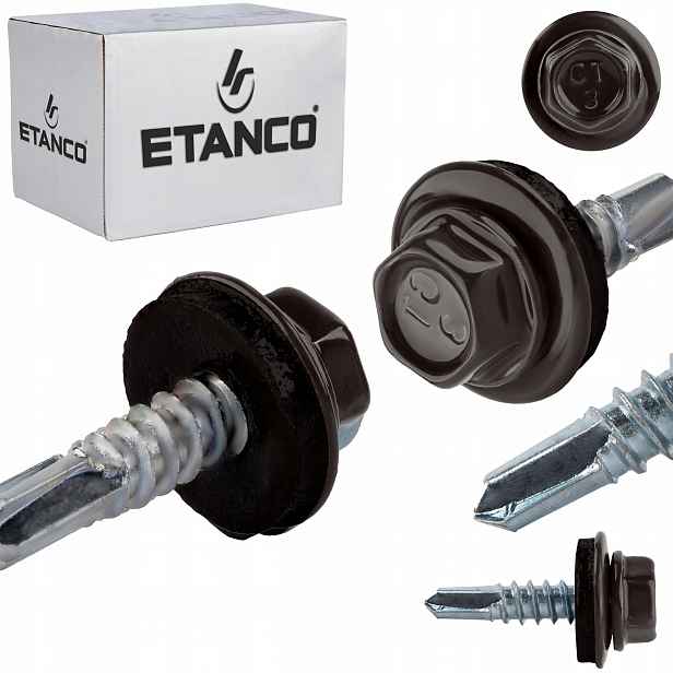 Samovrtné šrouby do kovu 3 mm 4,8 x 19 mm Ral 8019 250 ks Etanco GT3 Z14