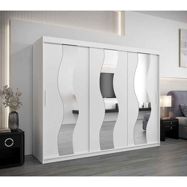 Skříň s posuvnými dveřmi HEDVIKA - šířka 250 cm, bílá