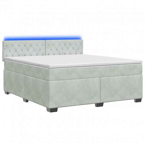 vidaXL Box spring postel s matrací a LED Světle šedá 140 x 190 cm