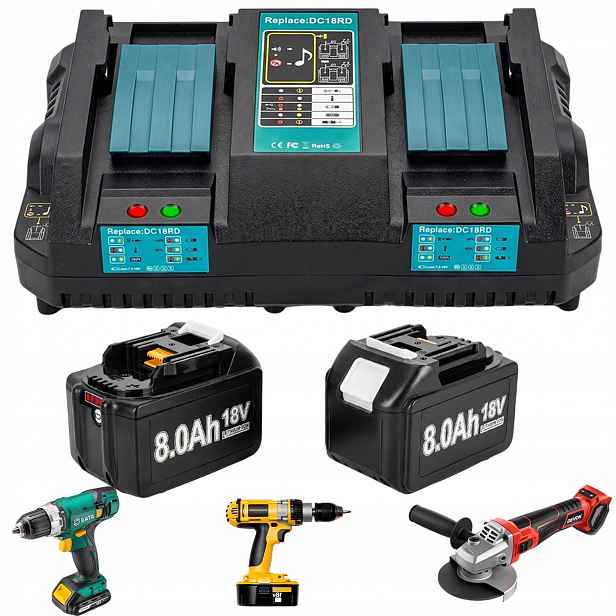 Dvojitá Nabíječka 6000MAH 18V 8AH Li-ion Baterie Pro Ma-kita BL1845 2AKU
