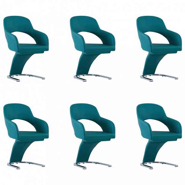 Jídelní židle 6 ks umělá kůže / chrom Modrá