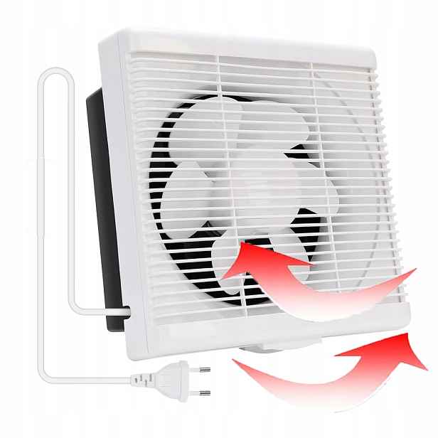 Nástěnný odtahový ventilátor do koupelny a kuchyně s 25W zpětným ventilem