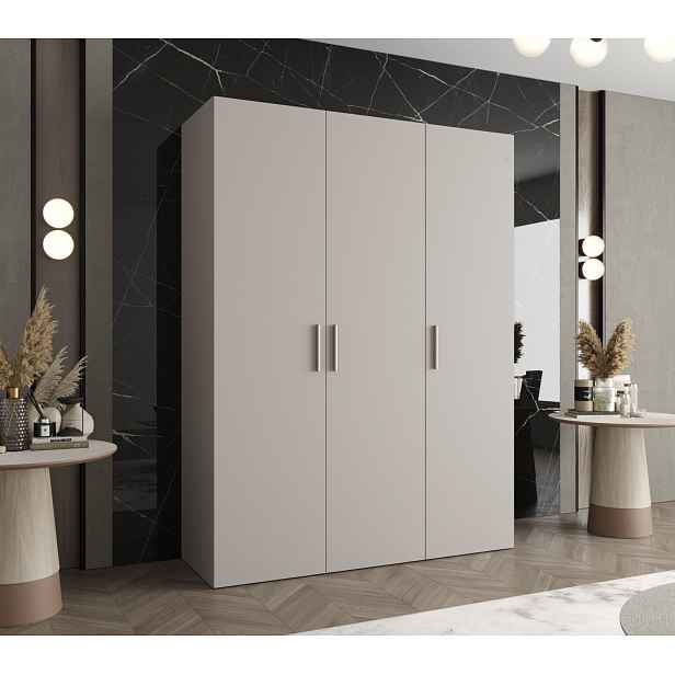 Prostorná šatní skříň HELMA 1 150 cm - kašmír / stříbrné úchyty