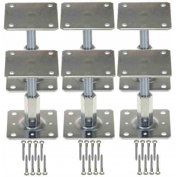 6X Základna Držák Sloupku 110x110 Kotvící Kolík Vertikálně Nastavitelná 90-160 MM Pl