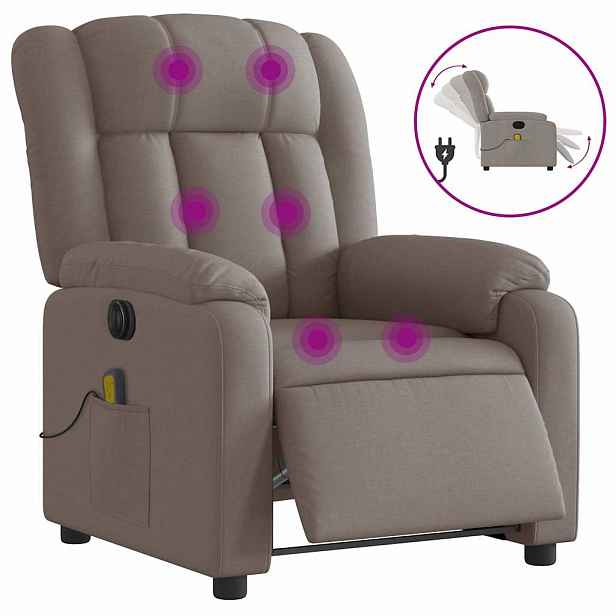 vidaXL Elektrické masážní polohovací křeslo taupe textil