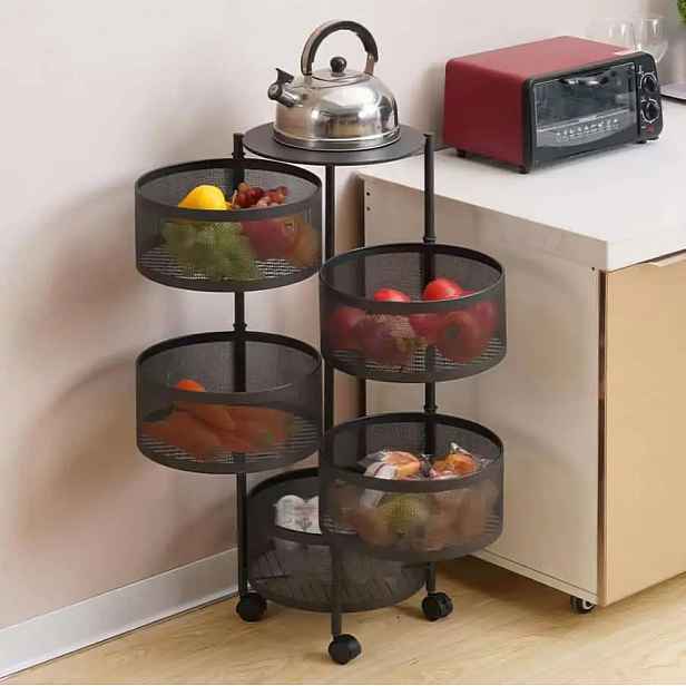 Casarredo Servírovací otočný regál s koši FLIP 5 černá