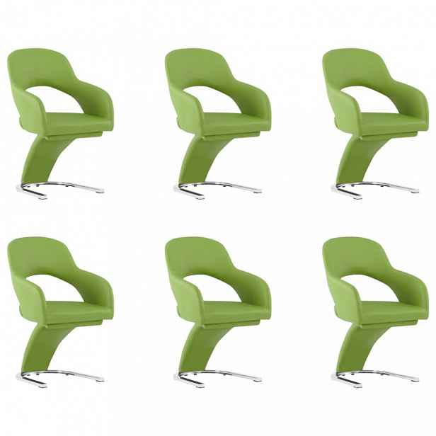 Jídelní židle 6 ks umělá kůže / chrom Zelená