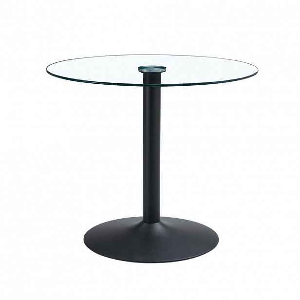 OKWISH BAROVÝ stůl 85/85/76 cm černá/průhledná ze skla a kovu s kulatou deskou