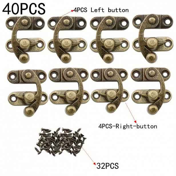 TEMU 40 ks (8 západek + 32 šroubů) Bronzová železná západka se šrouby, 27X32 mm (1,06 palce X 1,26 palce) - Leštěná kovová přezka pro šperkovnice,