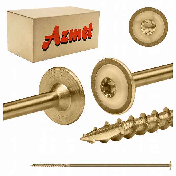 Tesařské vruty do dřeva 8x320 mm Torx talířové 50 ks Azmet WCT-08320