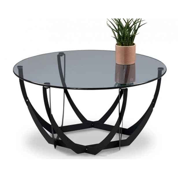 Konferenční stolek Maya, 80 cm, černý/šedé sklo