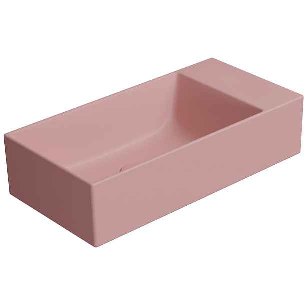 GSI KUBE X keramické umývátko 50x25cm, broušená spodní hrana, bez otvoru, pravé/levé, blush mat