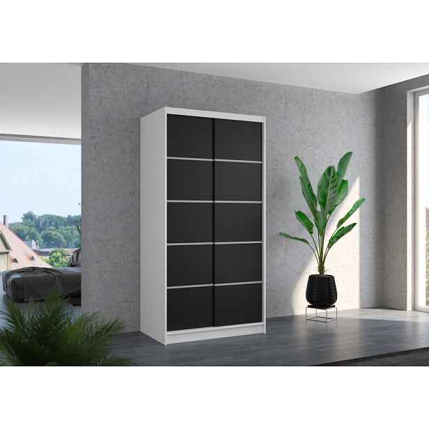 Policová šatní skříň 100 cm BAFRIX - bílá / černá