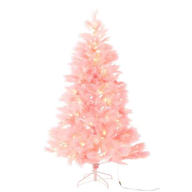 Růžový nadýchaný vánoční strom Boho Pampa 400 LED – 132*132*210 cm J-Line by Jolipa