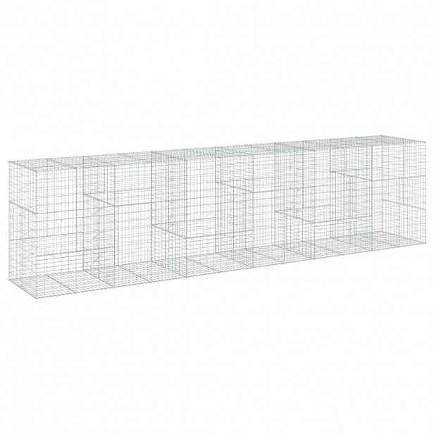 vidaXL Gabionový koš s víkem 600 x 100 x 150 cm pozinkované železo