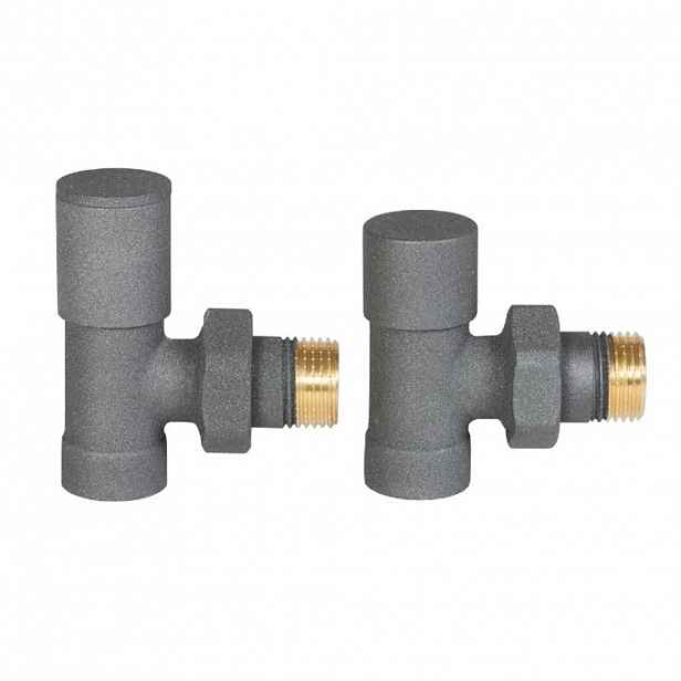Připojovací sada radiátorových ventilů - ruční - rohová - 1/2"/1/2"- šedá matná