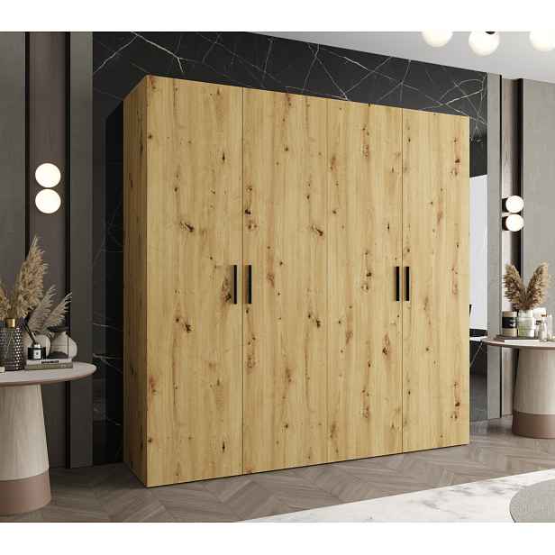 Prostorná šatní skříň HELMA 1 200 cm - dub artisan / černé úchyty