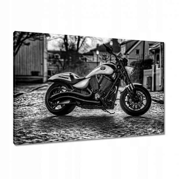 Obrazy 90x60 Černobílé foto motorka