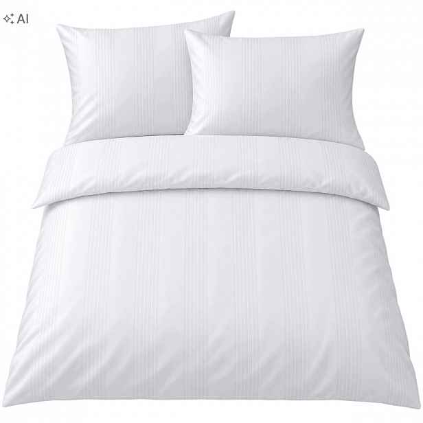 Hotelové Povlečení Damašek 220x200 2 povlečení Pásy 5 cm Zámek