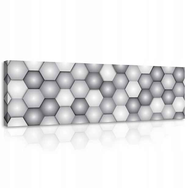 Obraz 145x45 Geometrický abstraktní trojrozměrný šedý bílý minimalismus
