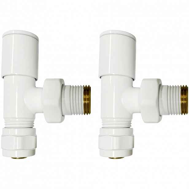 Připojovací sada radiátorových ventilů - ruční - rohová - 1/2"/PEX 16x2 mm - bílá lesklá