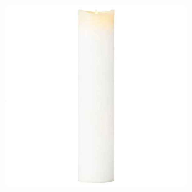 Velká LED svíčka na baterii vosková Sara exclusive, Ø 10 × 50 cm, bílá, 3× AA