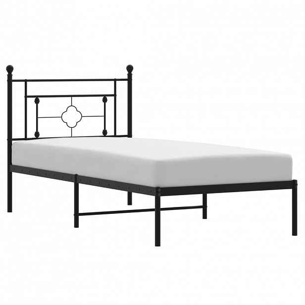 vidaXL Kovový rám postele s čelem černý 90 x 200 cm