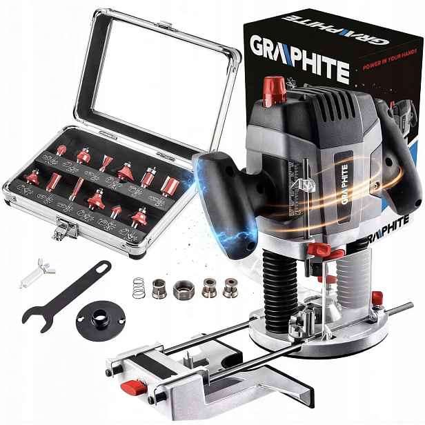 Graphite Horní frézka 1300W Frézy 12 kusů 59G717
