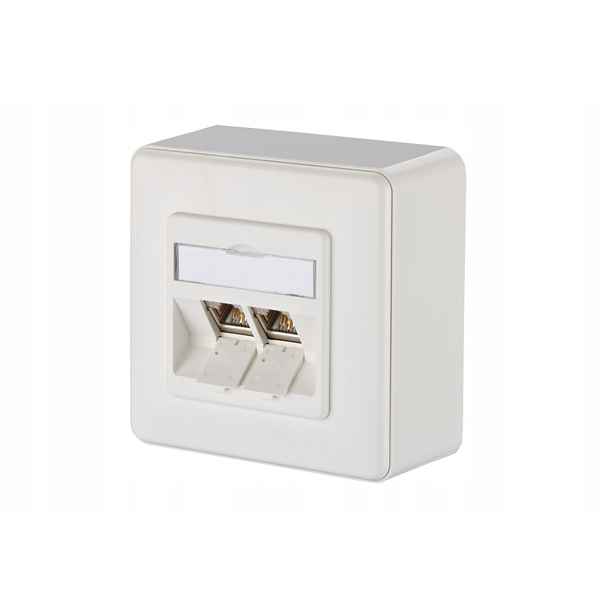 Metz-connect E-dat Zásuvka na omítku, 2x RJ45 (MC moduly) kat. 6a, bílá