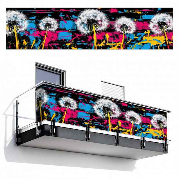 MuchoWow BALKONOVÁ ZÁSTĚNA Street art - Barevné - Nástěnné 500x120 cm