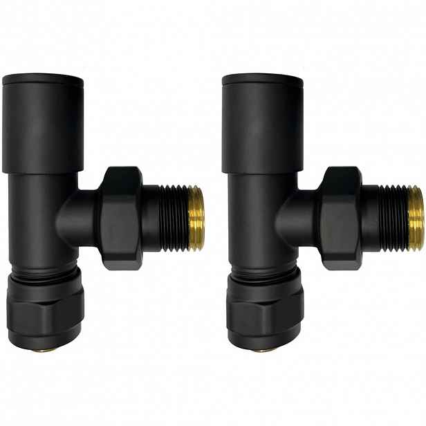 Připojovací sada radiátorových ventilů - ruční - rohová - 1/2"/PEX 16x2 mm - černá matná