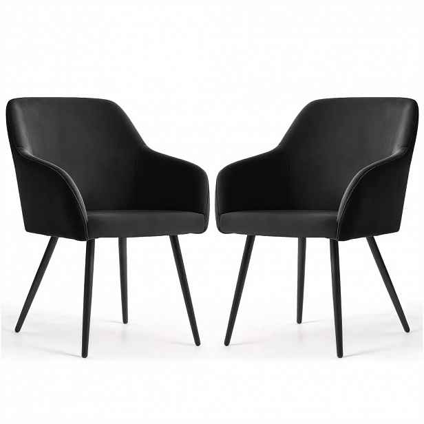 Set 2x jídelní čalouněná židle EVORIA - černá / černá