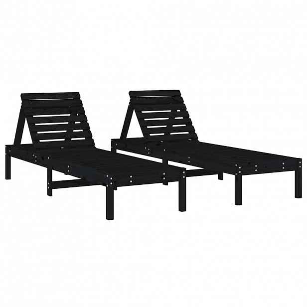 vidaXL Zahradní lehátka 2 ks černá 199,5x60x74 cm masivní borové dřevo