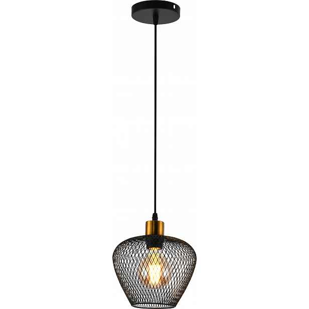 Závěsná Lampa Loft E27 Černá Mosaz Síťovina Kovová Vargo DL1400