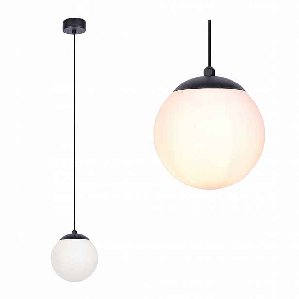 Závěsná lampa Savoy, černé skleněné stínítko nad deskou stolu E14 K-4920 Kaja