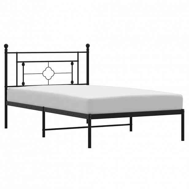 vidaXL Kovový rám postele s čelem černý 107 x 203 cm