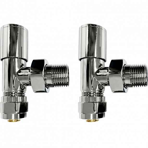 Připojovací sada radiátorových ventilů - ruční - rohová - 1/2"/PEX 16x2 mm - chrom