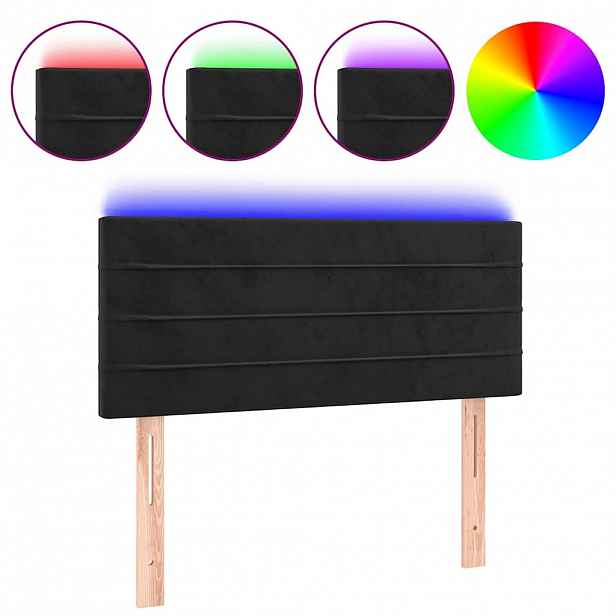 vidaXL Čelo postele s LED černé 80 x 5 x 78/88 cm samet